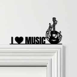 Door Topper I Love Music Guitar Notes Various Colours Decorative Sign - Novelty Wall Decor, Frame Art, Art - thumbnail 1