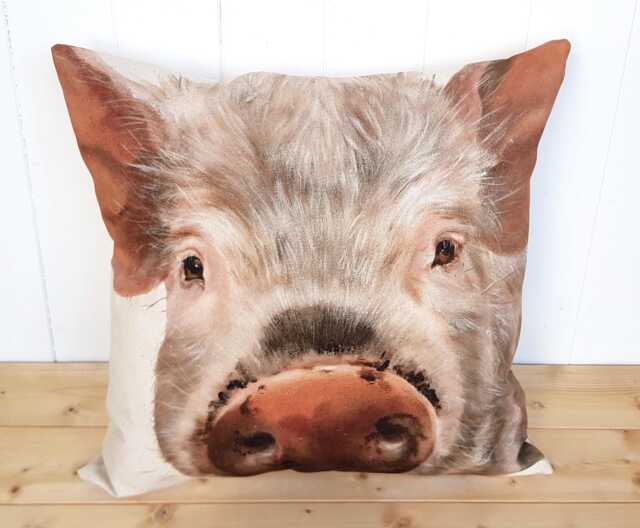 Pig Face Cushion Wendy Darker Art Print Pillow, Cover Only Or + Pad - image 1