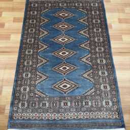 3x5 Gray Color Bokhara Rug - 0.90x1.50 Bedroom Luxury Area Turkish Fine Quality Afghan - thumbnail 2