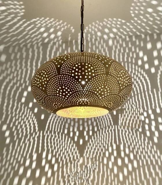 Moroccan Brass Pendant Lamp, Bohemian Home Decor Lighting - image 1