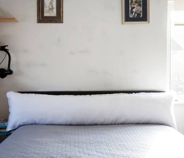 White Linen Oversized Lumbar Pillow Cover With Fringe - image 1