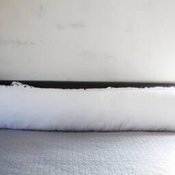 White Linen Oversized Lumbar Pillow Cover With Fringe - thumbnail 2
