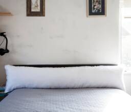 White Linen Oversized Lumbar Pillow Cover With Fringe - thumbnail 1