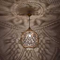 Moroccan Pendant Light Eclectic Brass Globe - Handmade, 16-Inch - thumbnail 2