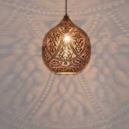 Moroccan Pendant Light Eclectic Brass Globe - Handmade, 16-Inch - thumbnail 3