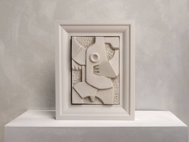 Geometric Plaster Sculpture Abstract Nature Wall Art, Wabi Sabi Decor - image 1