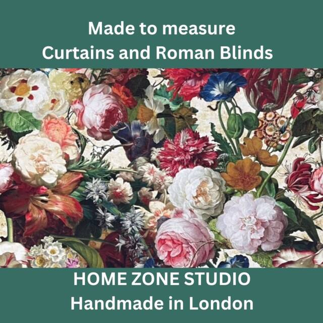 Floral Printed Cotton Fabric Curtains Rijksmuseum Style Custom Pencil Pleat - image 1