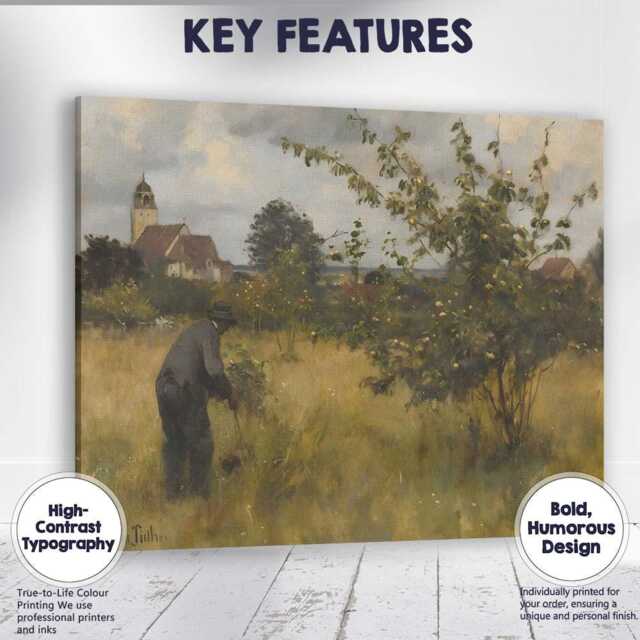Traditional Orchard Gardener Village Church Countryside Scene Canvas Wall Art Print Decor Picture Ready To Hang - image 1