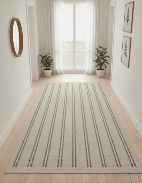 Handmade Flatweave Olive Green Petals Kilim Rug, Modern Boho Decor - image 1