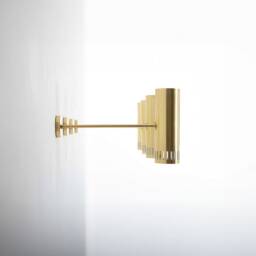 Scandinavian Bedroom Sconce Lighting Fixture, Mid Century Brass Wall Sconce, Bedside Light, Indoor Lamp Shade - thumbnail 2