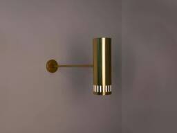 Scandinavian Bedroom Sconce Lighting Fixture, Mid Century Brass Wall Sconce, Bedside Light, Indoor Lamp Shade - thumbnail 1