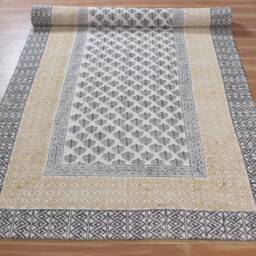Hand Block Print Cotton Rug - Bohemian Runner Tree Of Life Design - thumbnail 3