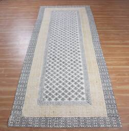 Hand Block Print Cotton Rug - Bohemian Runner Tree Of Life Design - thumbnail 1