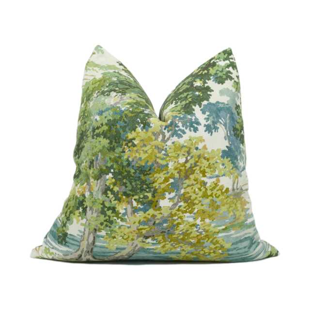 Sanderson - Ancient Canopy Sap Green Large Scale Impressionist Tree Print Cushion Cover Handmade Throw Pillow Designer Home D??cor - image 1