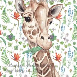 A3 Watercolour Giraffe Print, Art, Jungle Nursery, Wall Theme, Giraffe, African New Baby Gift - thumbnail 3