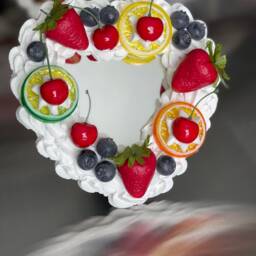 Fruit Salad & Whipped Cream Faux Heart Cake Mirror - thumbnail 4