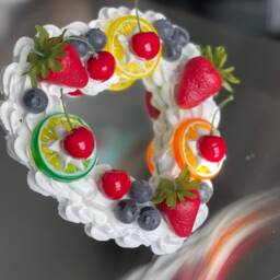 Fruit Salad & Whipped Cream Faux Heart Cake Mirror - thumbnail 3