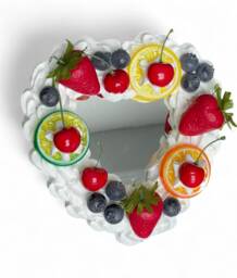 Fruit Salad & Whipped Cream Faux Heart Cake Mirror