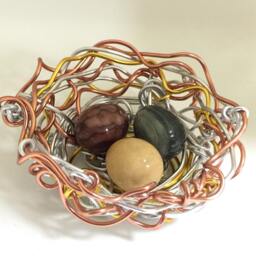 Handcrafted Mixed Metals Wire Bird Nest Sculpture, Desk Decor - thumbnail 4