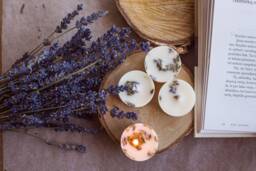 Set Of 9 Tealight Candles Infused With Levander Blossoms. Handmade Natural Soy Wax Essential Oil. Aromatherapy. Wedding Favor - thumbnail 1