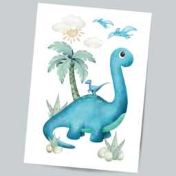 Personalised Dinosaur Nursery Prints Set Of 3, Boys Bedroom Decor - thumbnail 3