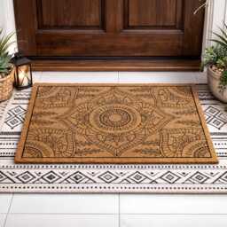 Mandala Welcome Mat - Boho Entry Rug Floral Coir Doormat - thumbnail 4