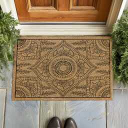 Mandala Welcome Mat - Boho Entry Rug Floral Coir Doormat - thumbnail 3