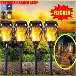 Flickering Flame Solar Torch Lights Waterproof Halloween Garden Decor - thumbnail 4