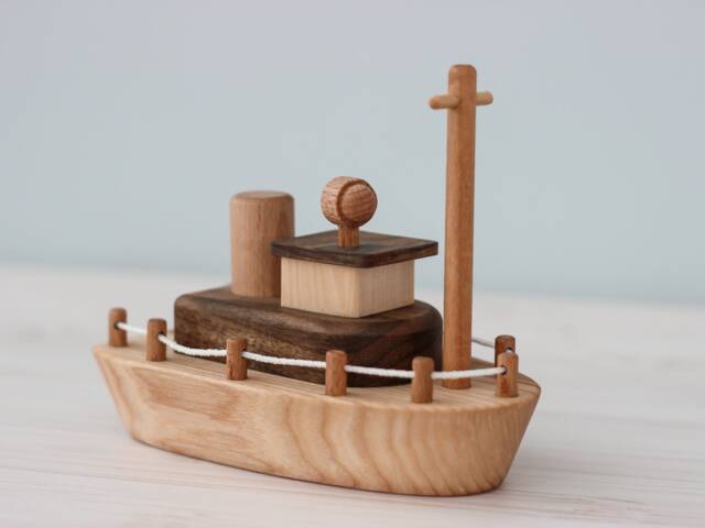 Wooden Cruise Ship Toy For Toddler - Personalized Boat 2 3 Year Old, Nautical Nursery Decor, Baby Boy Girl Gift, Montessori Pretend Play - image 1