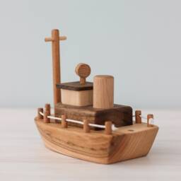 Wooden Cruise Ship Toy For Toddler - Personalized Boat 2 3 Year Old, Nautical Nursery Decor, Baby Boy Girl Gift, Montessori Pretend Play - thumbnail 2