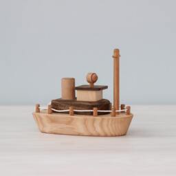 Wooden Cruise Ship Toy For Toddler - Personalized Boat 2 3 Year Old, Nautical Nursery Decor, Baby Boy Girl Gift, Montessori Pretend Play - thumbnail 3