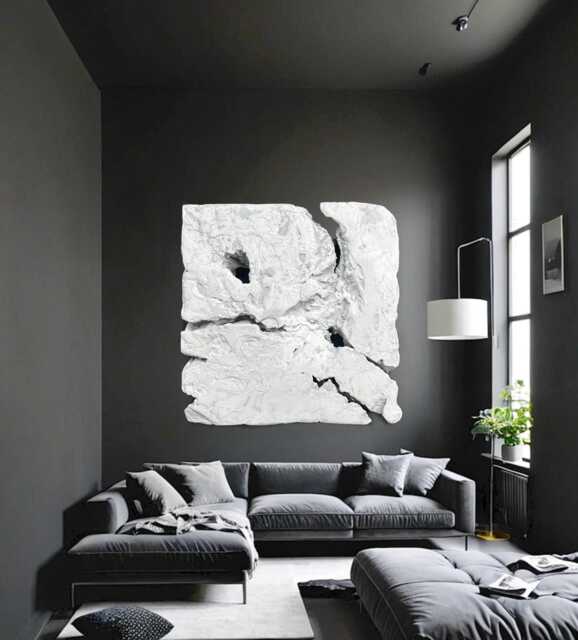 Minimalist Handcrafted Plaster Wall Art Collection - Gaia White Color Family - image 1