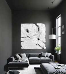 Minimalist Handcrafted Plaster Wall Art Collection - Gaia White Color Family - thumbnail 1