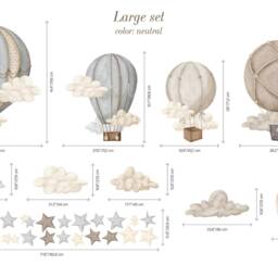Hot Air Balloon Wall Decals Neutral Star Stickers, Kids Room Decor - thumbnail 3