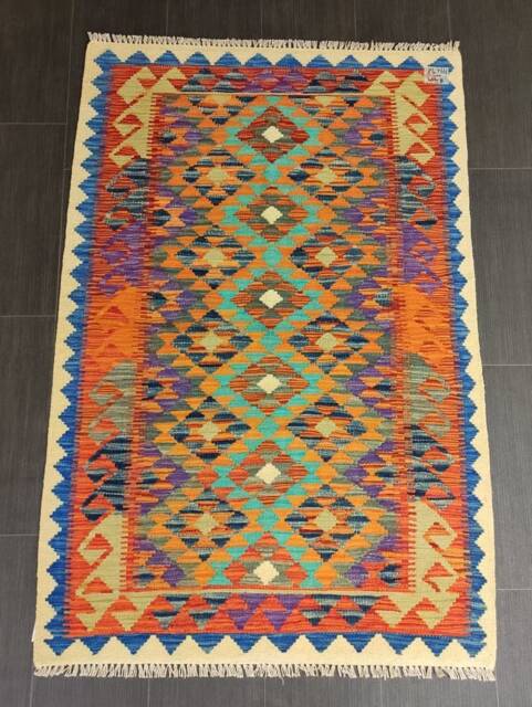 Classic Kilim Rug, Handmade Artisan Afghan Turkish Persian Qashqai Navajo Bohemian Natural Wool Flatweave Multicolour Rug 149x98 cm - image 1