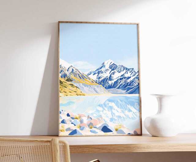 New Zealand Travel Poster Milford Sound Landscape Art Print - image 1