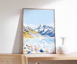 New Zealand Travel Poster Milford Sound Landscape Art Print - thumbnail 1