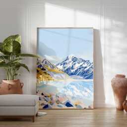 New Zealand Travel Poster Milford Sound Landscape Art Print - thumbnail 3