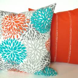 Orange Outdoor Pillow Orange Decorative Throw Covers Ticking Stripe Pillows Sale Home Decor Clearance - thumbnail 2
