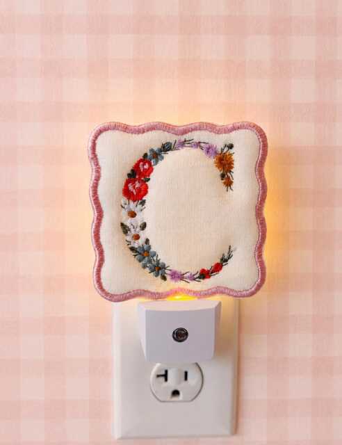 Personalized Night Light For Kids, Custom Plug In, Embroidered Cover - image 1
