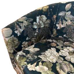 Handmade Black Floral Tub Chair - Traditional Fabric & Bespoke Made in Britain - thumbnail 3