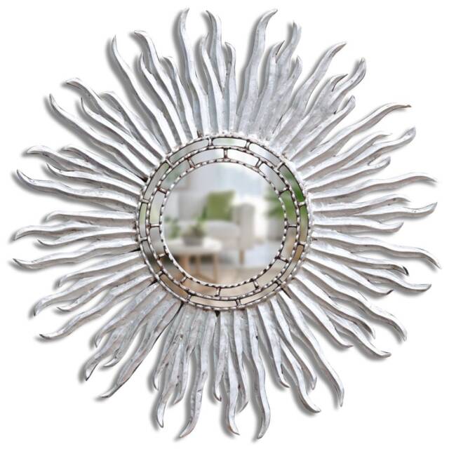 Peruvian Large Sunburst Mirror 84 cm Handmade Wall Decor - Carved Wood Round Statement For Living Room Bathroom Entryway - image 1