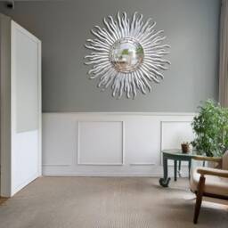 Peruvian Large Sunburst Mirror 84 cm Handmade Wall Decor - Carved Wood Round Statement For Living Room Bathroom Entryway - thumbnail 3