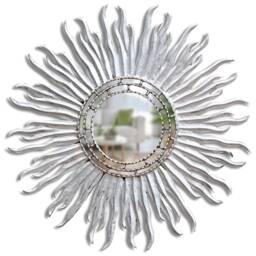 Peruvian Large Sunburst Mirror 84 cm Handmade Wall Decor - Carved Wood Round Statement For Living Room Bathroom Entryway