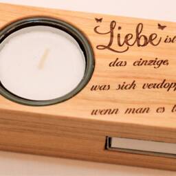 Tealight Holder With Match & Saying Engraved, Valentine's Day, Anniversary, Birthday, Love - thumbnail 2