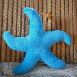 Teal Minky Dot Starfish Pillow Nautical Coastal Decor - thumbnail 2