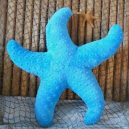 Teal Minky Dot Starfish Pillow Nautical Coastal Decor - thumbnail 1