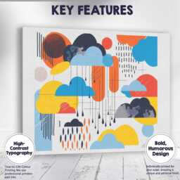 Modern Abstract Weather Clouds Geometric Composition Canvas Wall Art Print Decor Picture Ready To Hang - thumbnail 1