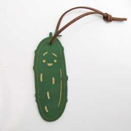 Christmas Gherkin Hanging Decoration, Small Pickle Shaped Ornament, Mini Green & Gold Bauble, Kitsch Shiny Festive Novelty - thumbnail 2