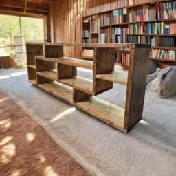 Solid Wood Bookshelf - Rustic Bookcase Bikupa Handmade Storage Shelf Industrial Shelving Unit Open Shelves Book Organizer